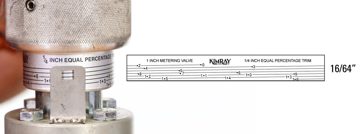 1/4 inch equal percentage trim on kimray metering valve