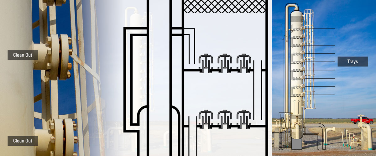 dehydration contact tower absorber clean out trays