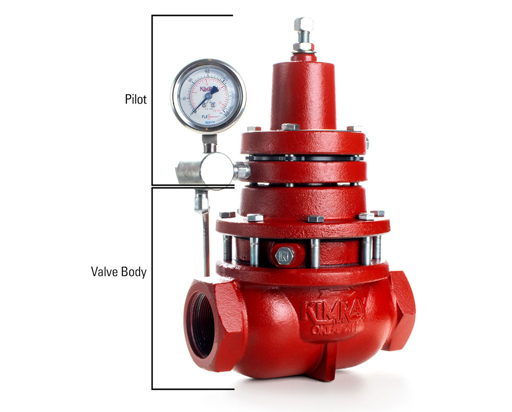Regulator shown as an integrated pilot with pilot and body as one piece