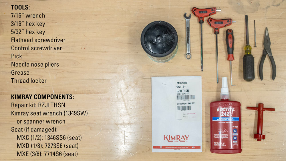 tools needed for MXC ELO control valve repair and maintenance