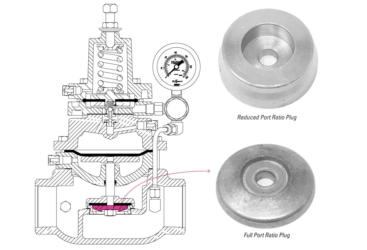 reduced and full port options for flow needs
