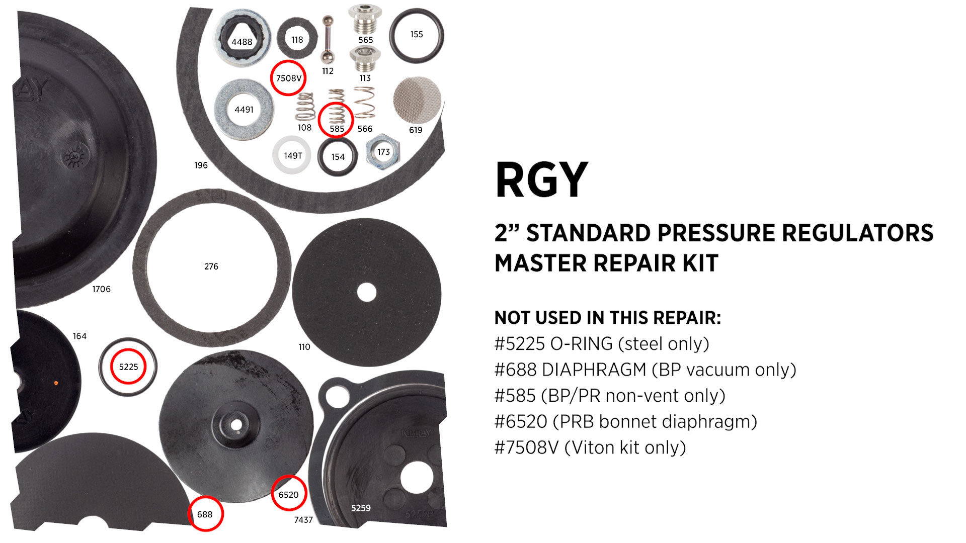 photo of repair kit parts and what is not ussed