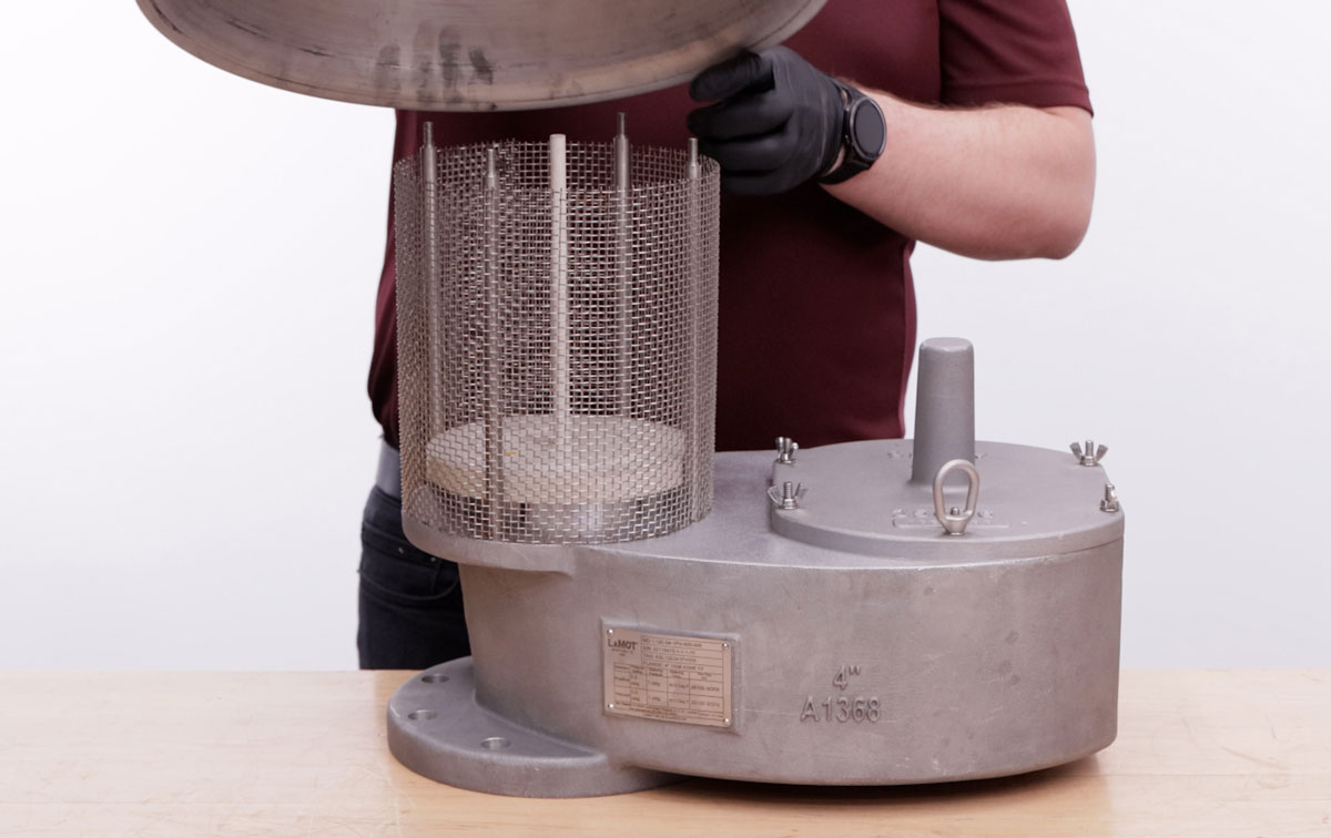 LaMOT L12E with weather hood removed to show bird screen