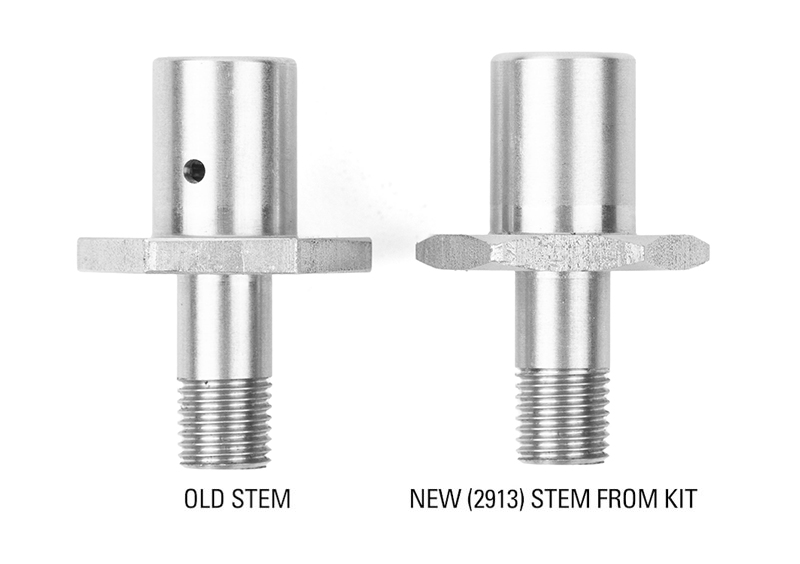 photo showing the old stem next to the new 2913 stem