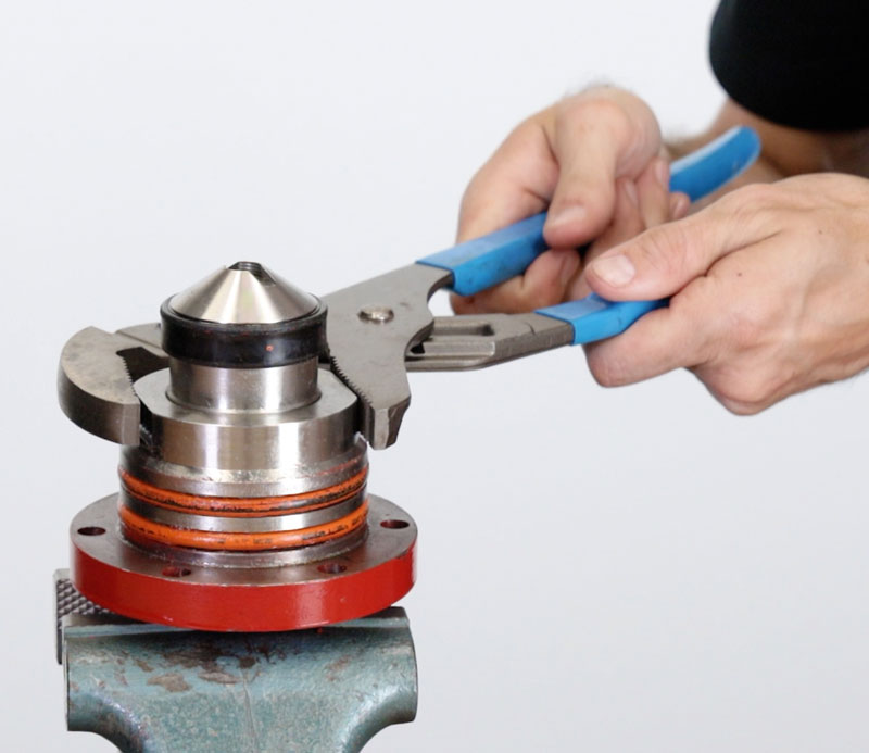 photo of channel locks on plug assembly