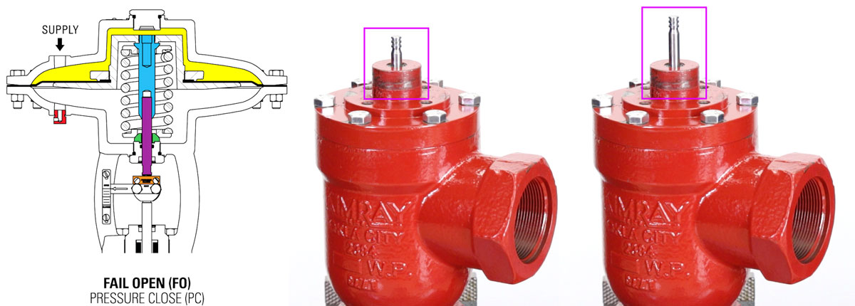 photo comparing stem height sticking out of the valve body