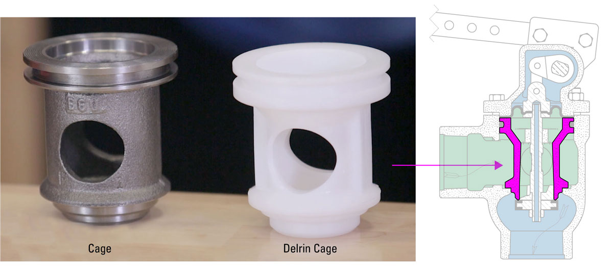 lever operated liquid dump valves delrin cage