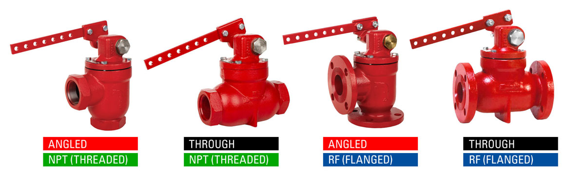 lever operated liquid dump valves end connections