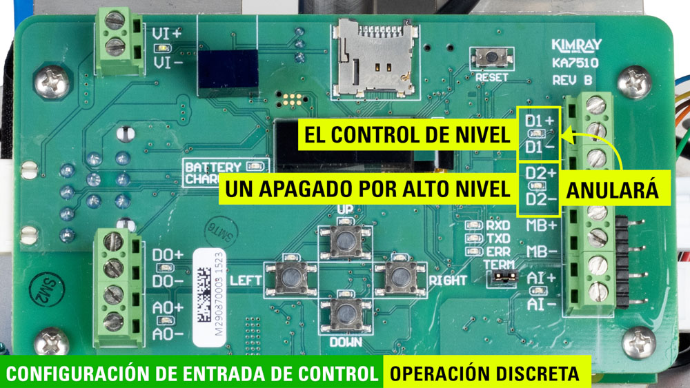 configuracion de entrada de control operacion discreta