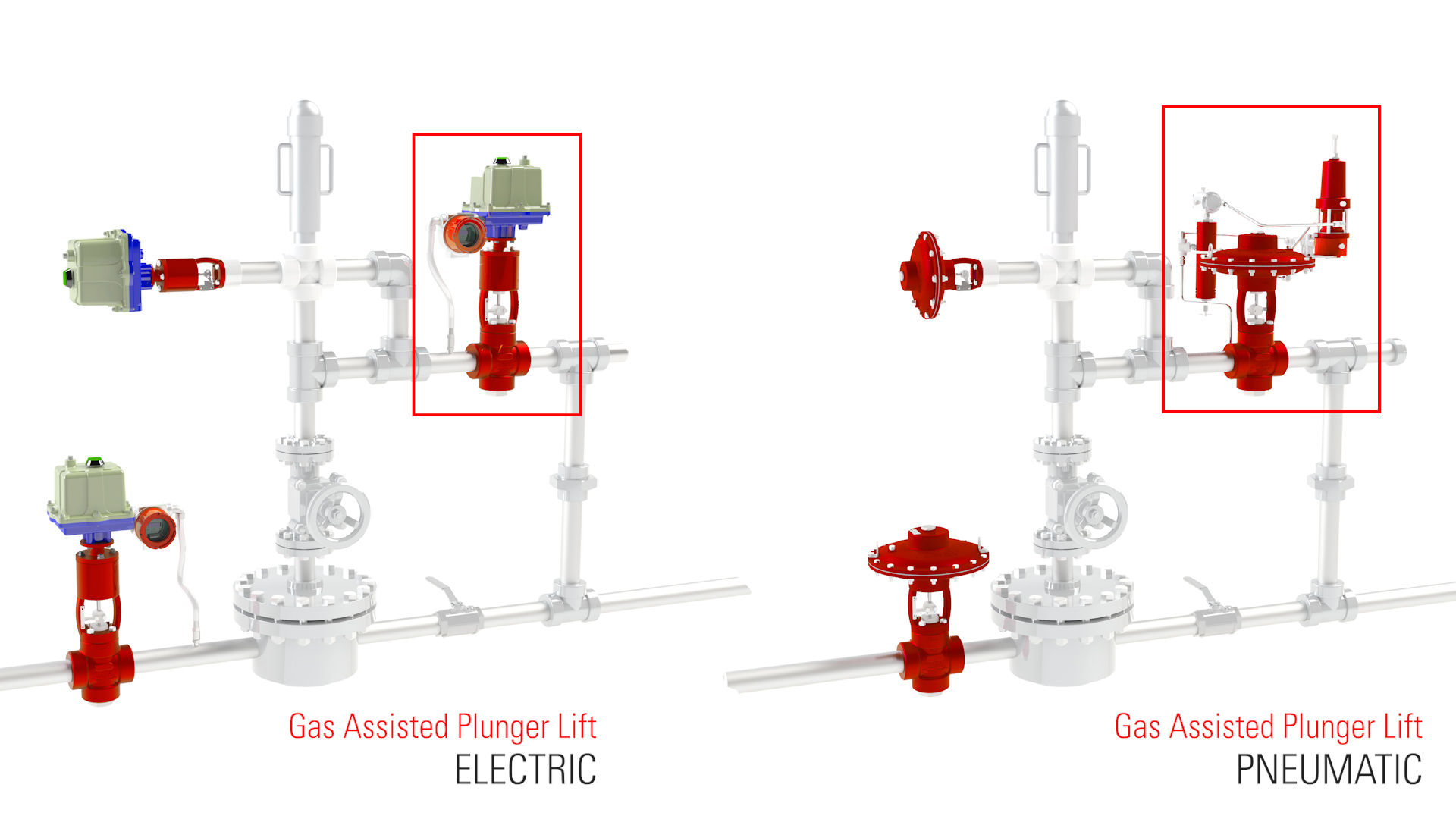 Gas Assisted Plunger Lift Electric and Pneumatic Options /></p>
<p>Once the controller opens the valve, the plunger and the column of fluid will start their journey to the surface while being pushed by the pressurized well gases. At the surface, this fluid exits through the control valve and moves downstream to production equipment.</p>
<p>From the time the plunger arrives in the lubricator to when the control valve closes is known as