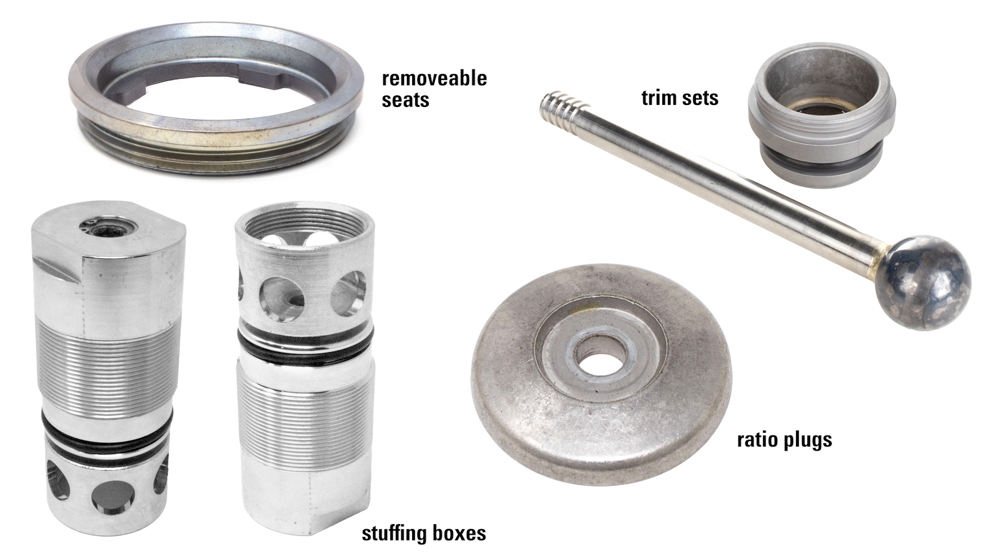 kimray components including valve trim sets and replaceable seats