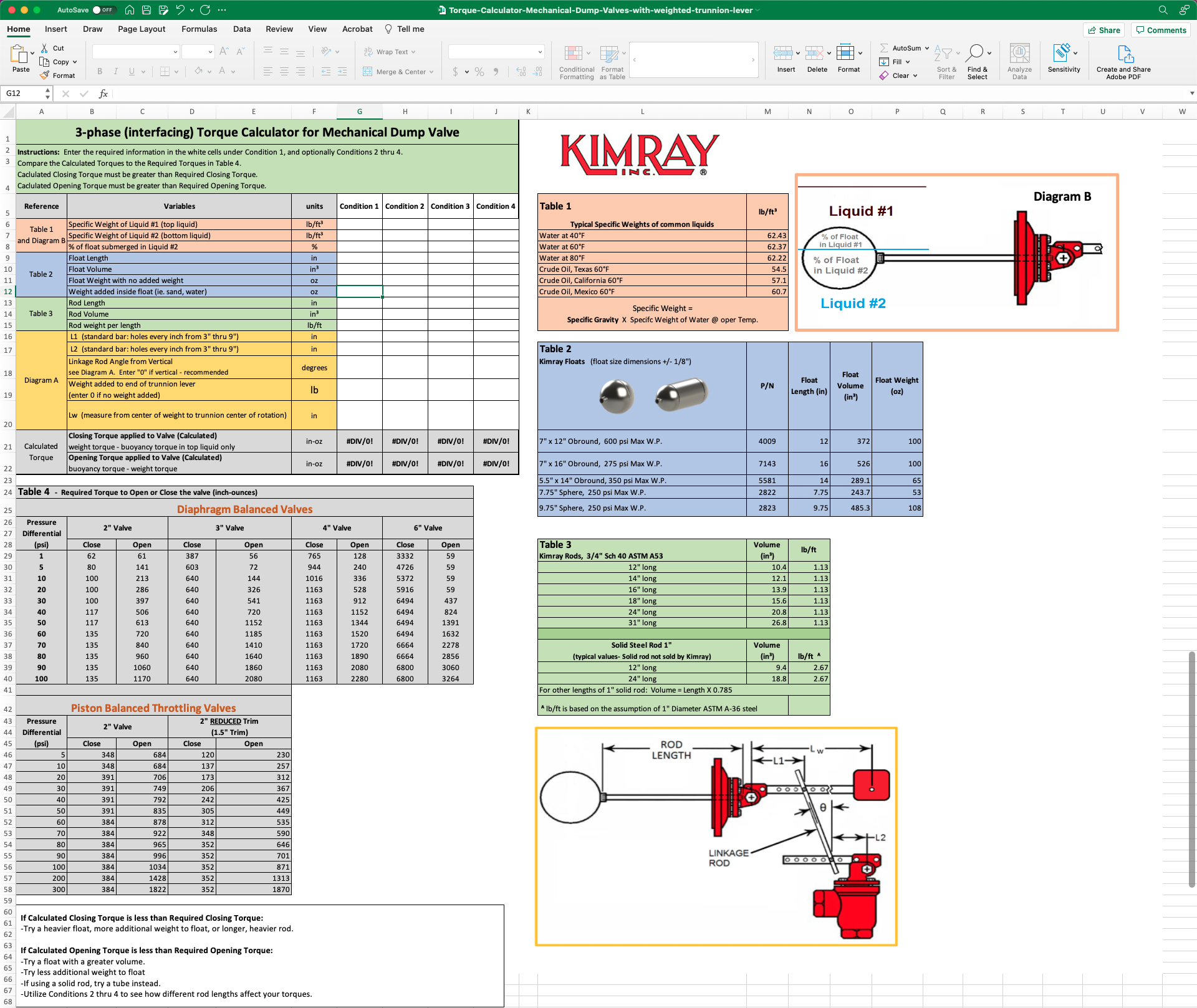 screenshot of the torque calculator spreadsheet open